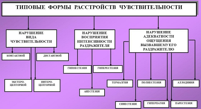 Формы расстройств чувствительности
