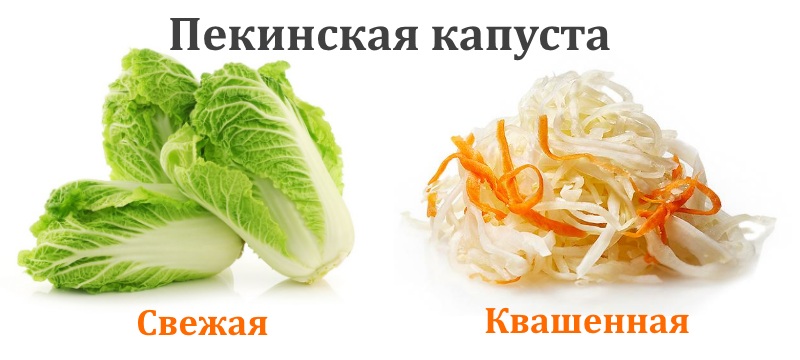 Свежая и квашенная пекинская капуста