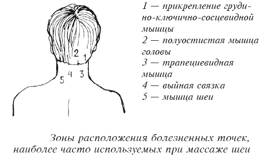Болезненные точки при массаже шеи
