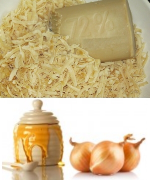 Мед с хозяйственным мылом и луком