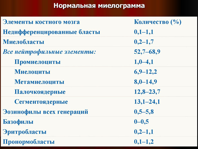 Миелограмма костного мозга