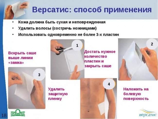 Инструкция по применению пластыря Версатис 