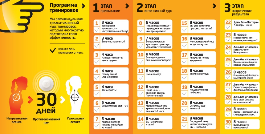 Программа использования прибора Мастер осанки