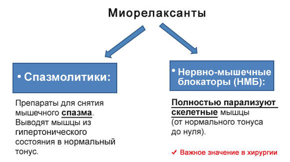 Виды миорелаксантов